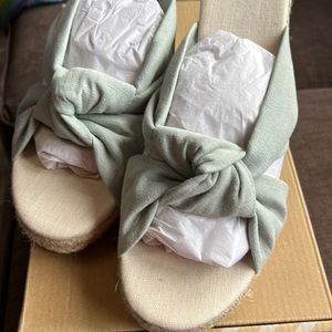 Soludos notted wedge cotton chambray